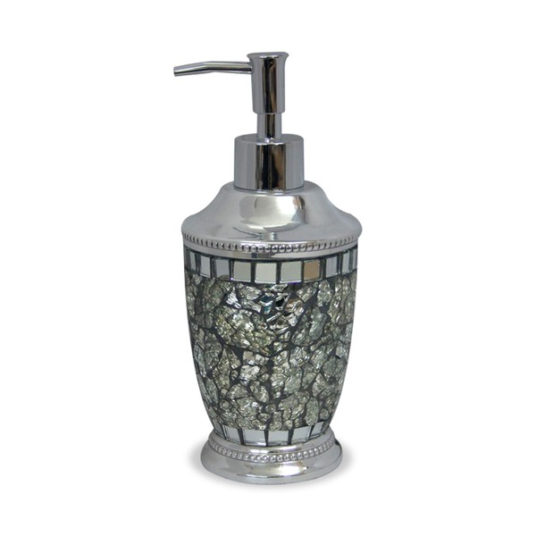 nu steel IB6I Iceberg Collection Lotion Dispenser with Metal Pump, Refillable Bottle, Ideal for Liquid Soaps, Ice Mosaic Finish