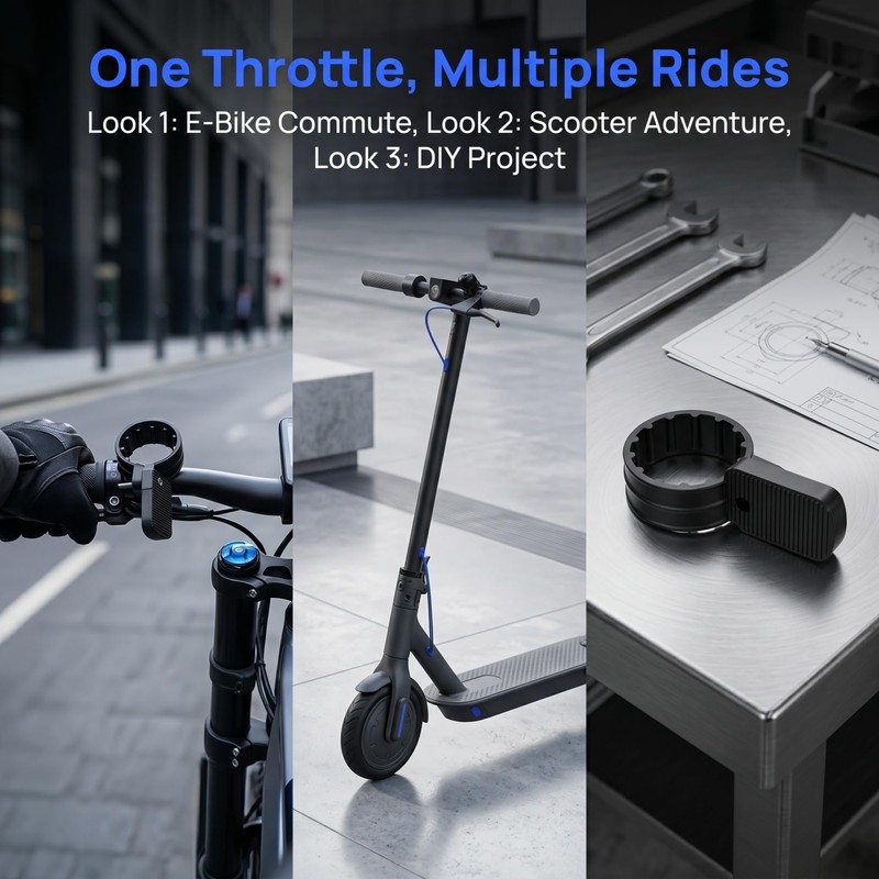 INOOMP Motorcycle Thumb Throttle Adapter Twist Grip to Thumb Control