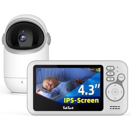 TakTark Baby Monitor with Camera, 4.3 Inch Baby Monitor with Camera and Audio with Pan-Tilt 300° Rotation Video Baby Monitor with VOX, Intercom Function, Night Vision, Temperature Sensor and No
