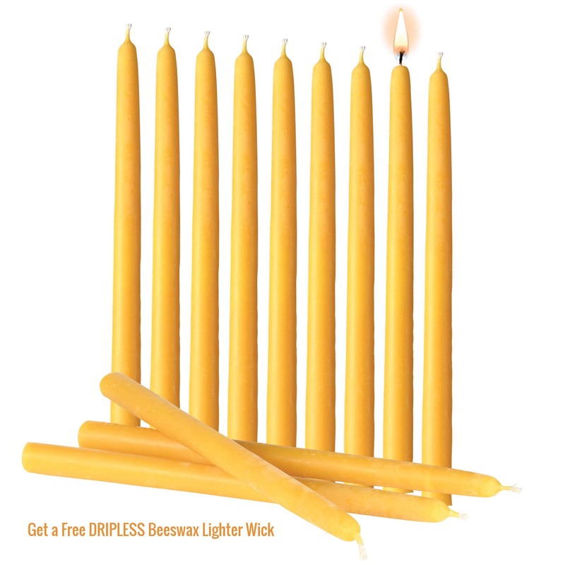 Beeswax Taper Candles 100% Natural Pure Refined Unscented and Decorative