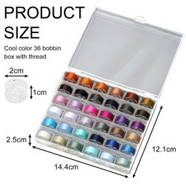36Pcs Sewing Machine Bobbin Threads with Storage Case, Assorted Colors, Compatible with Most Sewing Machines, Perfect for Hand Stitching, Beading Strings