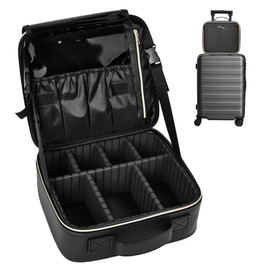 Kweenaryer Makeup Case with Adjustable Dividers, Travel Makeup Bag Organizer with Cosmetic Brush Bag, Cosmetic Bag for Women, Makeup Storage Box with Zipper, Travel Train Case