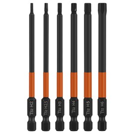 CPROSP Magnetic Screwdriver Bit 1/4 Inch Allen Bit Long 100 mm S2 Hex Shank H2, H2.5, H3, H4, H5, H6, Allen Key Pack of 6