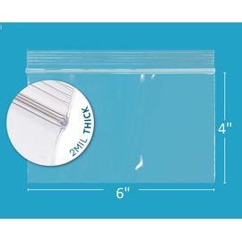 GPI - 6" X 4" 100 Count, 2 Mil Clear Reclosable Zip Plastic Poly Bags with Resealable Lock Seal Zipper for Snack, Candy, Nuts, Cookies, Sewing Supplies, Beads.