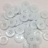 PEPPERLONELY 48PC White Flat Round 4 Holes Resin Buttons, 23x3mm(15/16x1/8