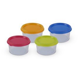 Bestlivings Storage Jars Colourful Lids Pack of 24 – 50 ml – Food Safe – Mini Storage Jars Diameter 6 cm x 3.5 cm – Plastic Container Freezer Containers Plastic
