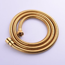Ciencia, Tubo flessibile per doccia, non si attorciglia, in acciaio inox, con connettore in ottone massiccio 1.5meters Oro
