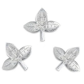 Pure Silver Om Namah Shivaya Bel Patra Leaves – Sacred Bilva Leaves Set for Lord Shiva Puja Rituals & Spiritual Offerings | Devotional Gift Item (Set of 3 Leaves in 1 Pack)