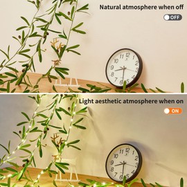 KAiSnova 20FT 60LED Vine with Fairy Lights Battery Operated, Warm White Olive String Lights with Remote, Simulated Leaf Lights for Room Garden Party Wedding Swing Stand Stair Banister and Wall