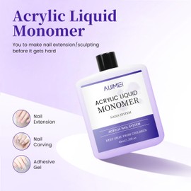 AIJIMEI Acrylic Liquid Monomer for Long Lasting 40ml Acrylic Liquid Professional Nail Art Supplies Suitable for Salon and Home 1.33Fl.oz
