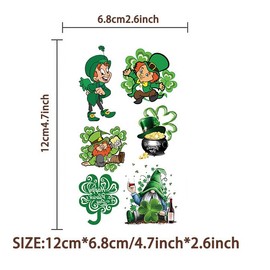 10 Sheets Glitter St Patricks Day Temporary Tattoos for Kids, Birthday Party Favors, Cartoon Decoration Sticker Gifts for Girl Boys Home Activity Class Prizes Carnival Christmas Rewards (Green)
