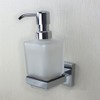 Wall Mounted Soap Dispensor in Frosted Glass with Polished Chrome