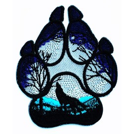 Magic Fantasy Lone Wolf Howling Moon Footprint Wolf Emblem Kids Cartoon Iron on Patch Embroidered Patch Supplies for Jacket Bags Jeans Backpack Clothes DIY