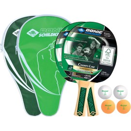 Donic-Schildkröt Champs Line 400 Table Tennis Set, 2 Bats, 4 Balls 1-Star Quality, in a Blister, Excellent Recreational Quality, 788498