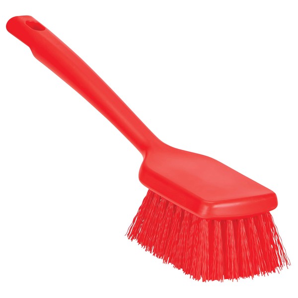 Remco ColorCore 12" Short Handle Scrubbing Brush, Stiff, Red,410714