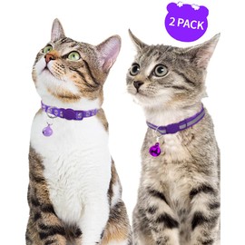 Taglory Reflective Cat Collars with Safety Lock and Bell, Pack of 2 –Adjustable Collars for Cats and Kittens
