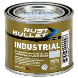 RUST BULLET Industrial 1/4 Pint - Rust Inhibitor Paint, Industrial Strength Protective Coating UV Resistant - No Topcoat Needed, Metallic Grey - Anti Rust Coating for Metal