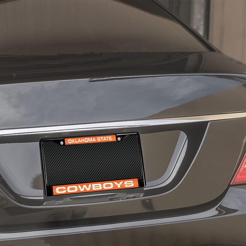 Rico Oklahoma State Cowboys Black Metal License Plate Frame Holder