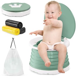 Travel Potty for Toddler,Portable and Foldable Toilet, Apply to Seat Emergency Toilet for Car,Camping, Outdoor, Indoor,Green