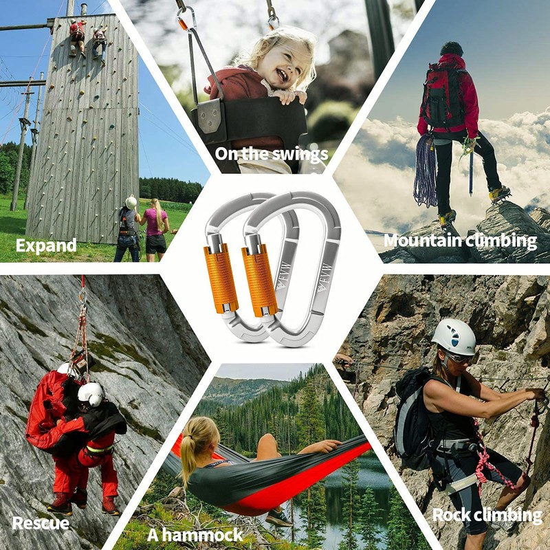 FVW 10 Pack Heavy Duty Climbing Carabiners, 25KN UIAA Certified