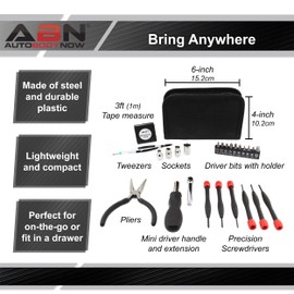 ABN 25-Piece Tri-Fold Mini Tool Set for Dorm, Travel, Office, Home Tool Kit with Case - Basic Tool Set for Home Repairs