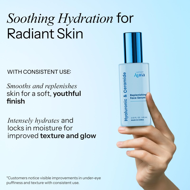 Radiant Aura Facial Serum with Hyaluronic Acid & Ceramide -