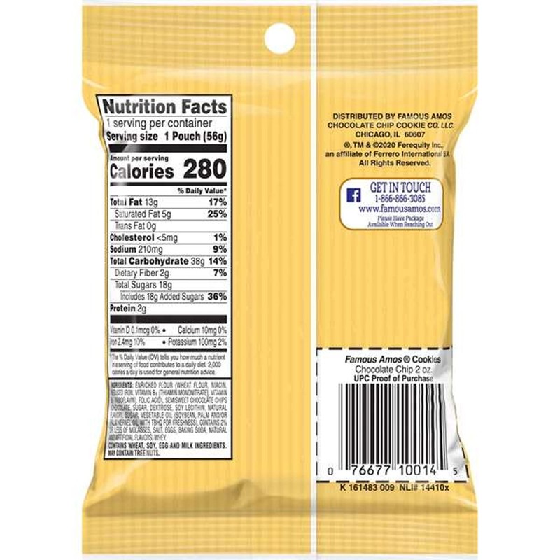 Famous Amos Chocolate Chip Cookies - 10 Count 2 0z.