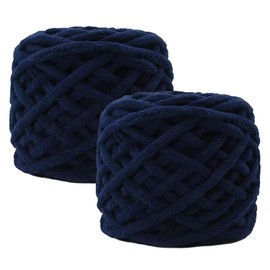 Maxee Chenille Wool Yarn, 180 g (90 g x 2), Approx. 130 m, Super-Soft Knitting, Chunky Knit Wool, Yarn for Crocheting, for Weaving Scarves, Hats, Blankets, Scatter Cushions, Navy Blue 19