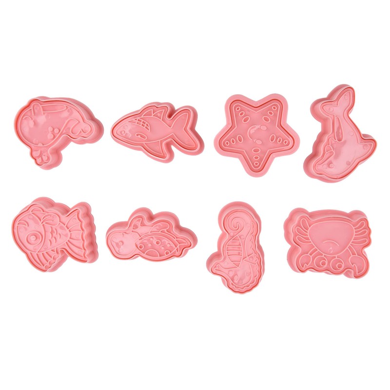 Plastic Cookie Cutters Sea Animal Pattern 3D Cartoon Baking Pressable