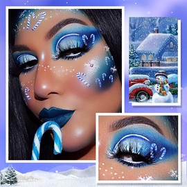 oygcee Blue Teal Eyeshadow Palette for Blue Eyes, 18 Color Matte Shimmer Glitter Eyeshadows Makeup Palettes,Highly Pigmented Waterproof Cool Tone Christmas Eyeshadow Makeup Pallet for Girl