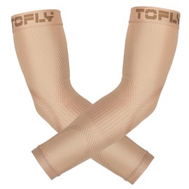 TOFLY Compression Arm Sleeves Elbow Braces for Men & Women (1 Pair), 20-30 mmHg Graduated Compression Arm Braces Support for Tennis Elbow, Tendonitis, Lymphedema, Arthritis, Edema, Workouts, Beige XXL