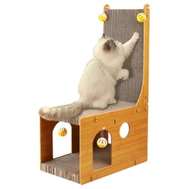 YEMOO YEMOO ?Cat Scratcher, Cat Scratching Board, L Shaped Vertical Cat Scratcher for Wall and Couch Protection, Cat Cardboard Scratcher with 4 Cat Ball Toys for Indoor Cats