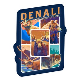 Die Cut Sticker Denali National Park, Alaska, Vivid Animals, Contour Vinyl Sticker 1 to 3 inches (Waterproof Decal for Cars, Water Bottles, Laptops, Coolers), Small