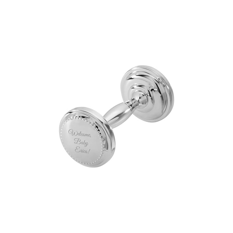 Engraved Silver Beaded Baby Rattle with Gift Box (Free Customization)