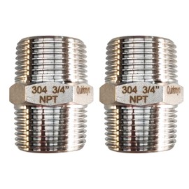 Quirkmyn 2PCS Hex Stainless Steel Nipple 3/4"NPT Male X 3/4" NPT Male Pipe Fitting 3/4 inch Stainless Steel Nipples Male Pipe Adapter Fittings Heavy Equal Nipples Connectors