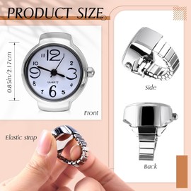 Landical - Juego de 10 relojes de dedo ajustables para mujeres y hombres, reloj de cuarzo redondo y elástico creativo