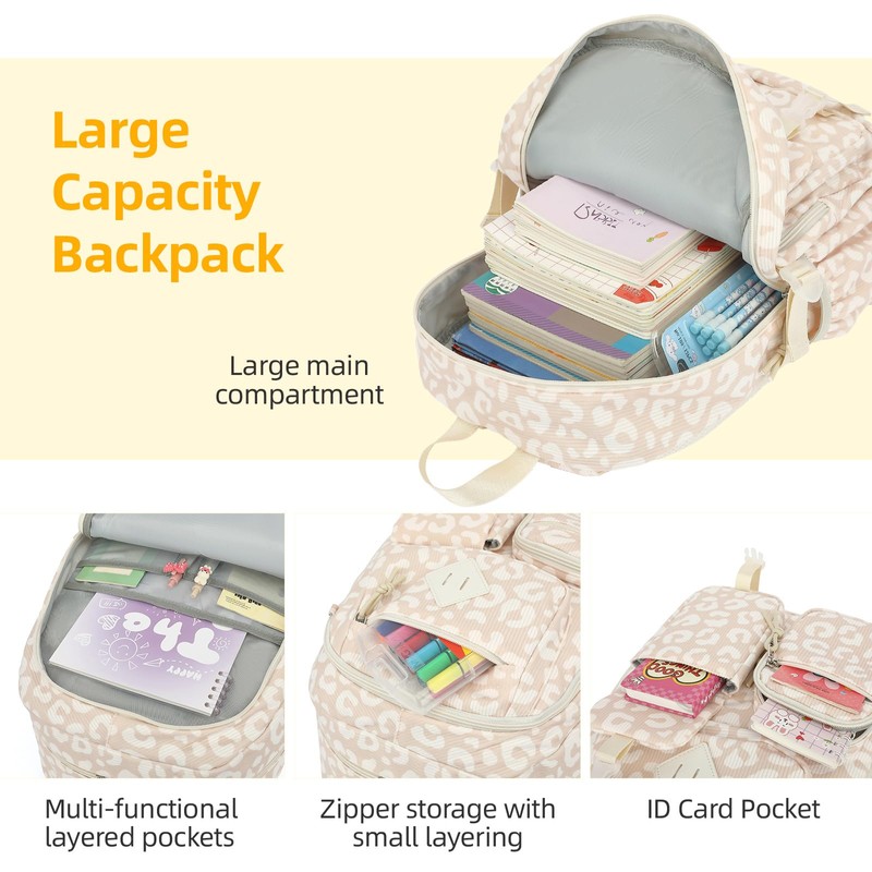Lrenagao 3Pcs Corduroy School Backpack for Girls, Kids Large Capacity