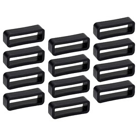 PPhtony 20mm Rubber Watch Band Loop Holder Silicone Watch Strap Keeper Fastener Rings Replacement Watch Strap Accessories, 12PCS (Black)
