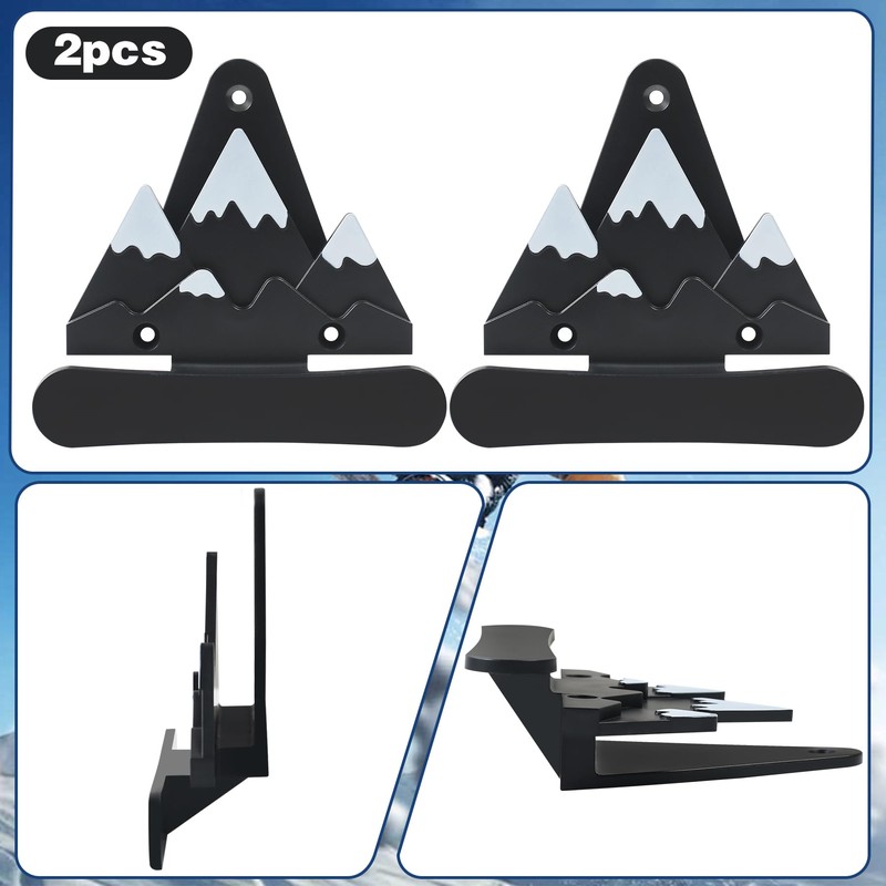 Syagnos Snowboard Wall Mount with Hooks, Snowboard Skateboard Hanging Wall