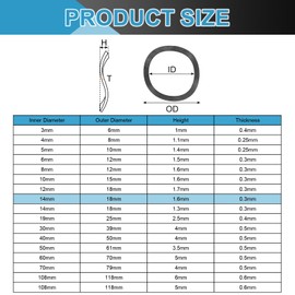 sourcing map Wave Spring Washer, 200Pcs 0.71"x0.55"x0.01" (ODxIDxT) - Iron Curved Washer for Screw Bolt, Wave Washers Gaskets for Machinery (Black)
