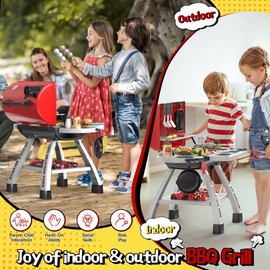 Wdebay 2-Layer BBQ Grill with Big Playset Gifts|Kids Outdoor Toys for Toddlers 3-5 6| Pretend Outdoor Toddler Boy Toys for 3 4 Year Old Boys| Kids Kitchen Playset Equipment Gift