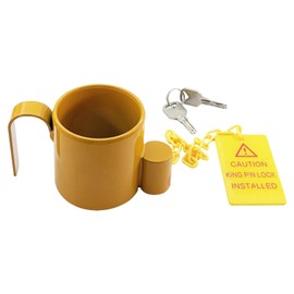 Trucktok 5th Wheel King Pin Lock Solid Steel Anti Theft Replacement for RVs Semi Trailers Campers Containers（with Handles Warning Tag）