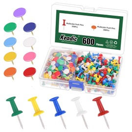 Keadic 600Stück Bunte Push Pins & Vinyl-beschichtete Thumbtacks, Karte Pins, Flachdaumen Tacks Bunte Push Pins, Pushpins Bunt für Büro, Dokument Organisieren