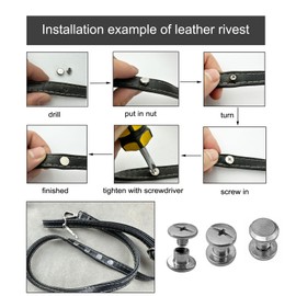 IDEALSV 200 Pcs (100 Sets) 304 Stainless Steel Chicago Screws Rivets M5x6mm Leather Rivets Phillip Head Leather Bag, Book and Photo Album Binding Chicago Rivets Kits