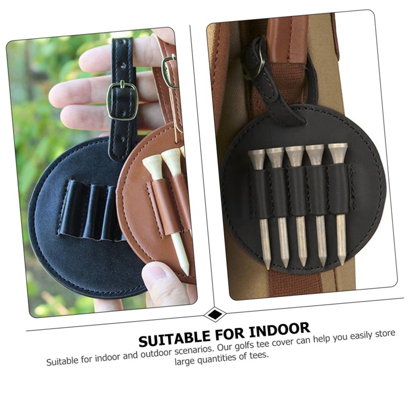 Mikinona Portable Leather Golf Tee Holder Bag Durable Golf Accessories