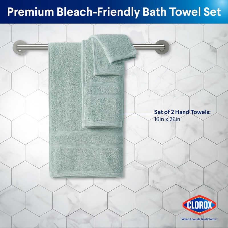 Clorox Bleach Friendly, Quick Dry, 100% Cotton Hand Towels (2