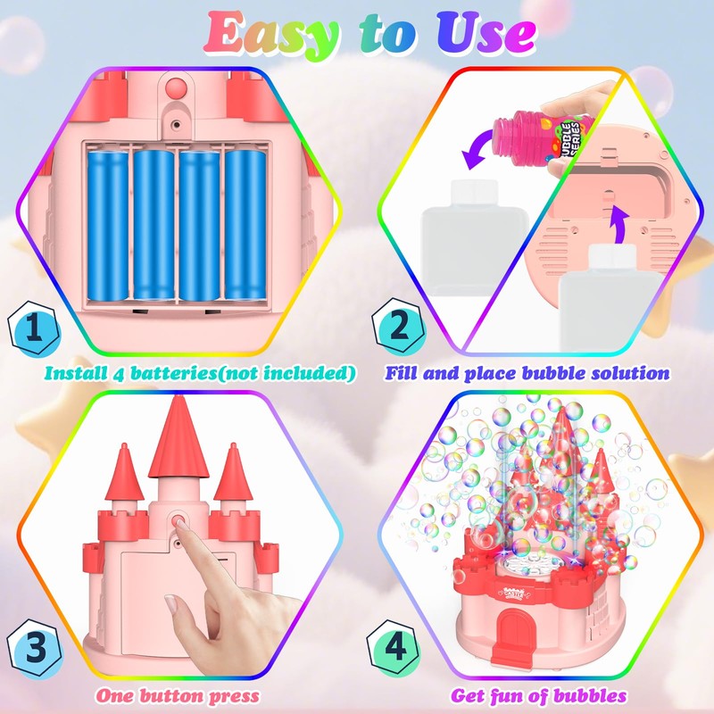 Babuloo Castle Bubble Machine, Automatic Bubble Maker Toys for Kids