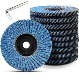 Weploda Pack of 8 Flap Discs, Flap Disc, 75 mm, Flex Sanding Disc, Flap Disc, Flap Disc, Grit 40/60/80/120, Sanding Discs Flap Disc for 3 Inch Angle Grinder, Blue (with Hex Key)