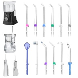 12 Cabezales de Repuesto para Waterpik, Accesorios para Irrigadores Bucales, Compatible con Waterpik Irrigador Bucal、Waterpik Water Flosser, 6 Boquillas Estándar, Puntas Ortodónticas