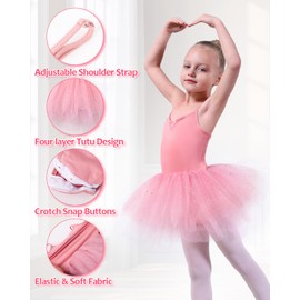 iMucci Ballet Leotards for Girls Toddler Ballet Tutu Dance Leotards Outfit with Sequin Dress(12 Months-8 Years) Dusty Pink